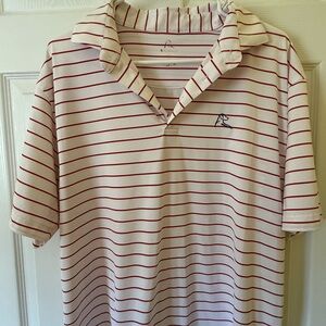 Rhoback Men's Polo Shirt - Cream and Red Stripes